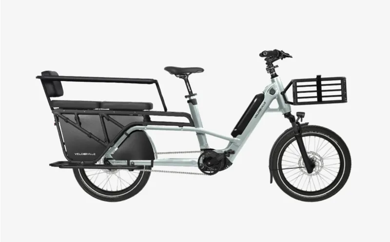 Velo-de-Ville Loady family cargo bike Ice Blue gloss