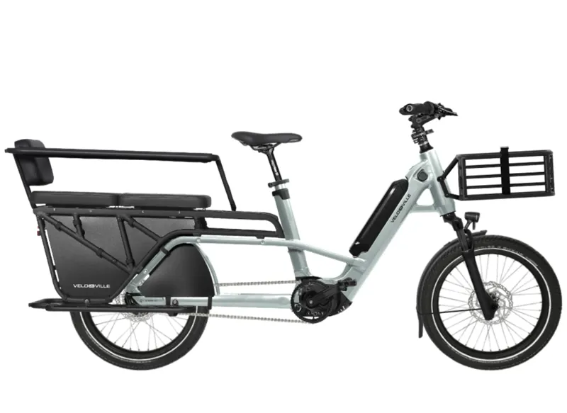 Velo-de-Ville Loady family cargo bike Ice Blue gloss