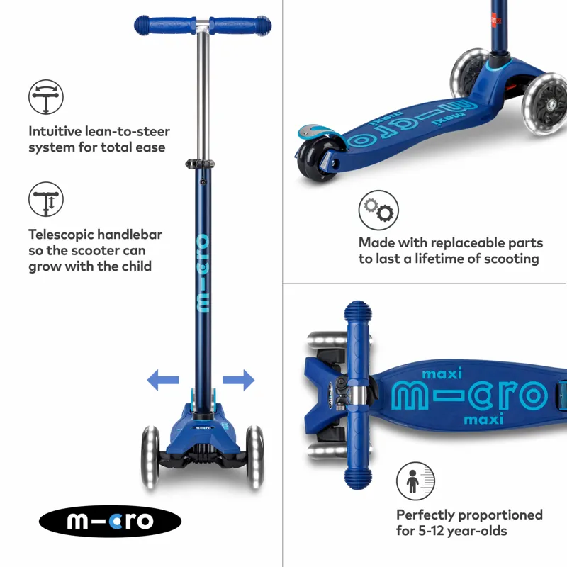Micro-Scooter Maxi Deluxe LED Navy-2