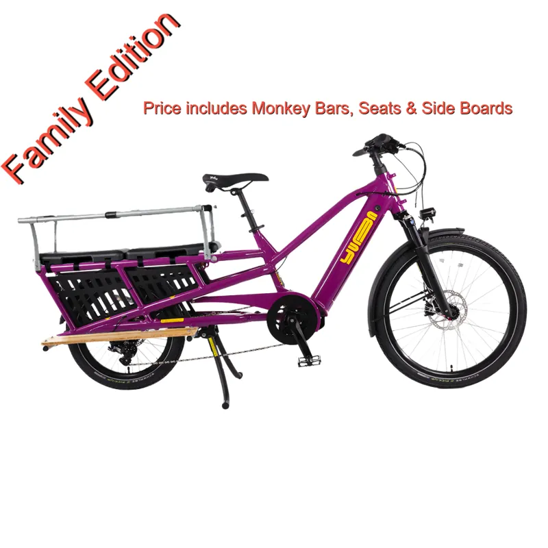 Yuba Spicy Curry Longtail Electric Cargo Bike Very Berry Family Edition -1