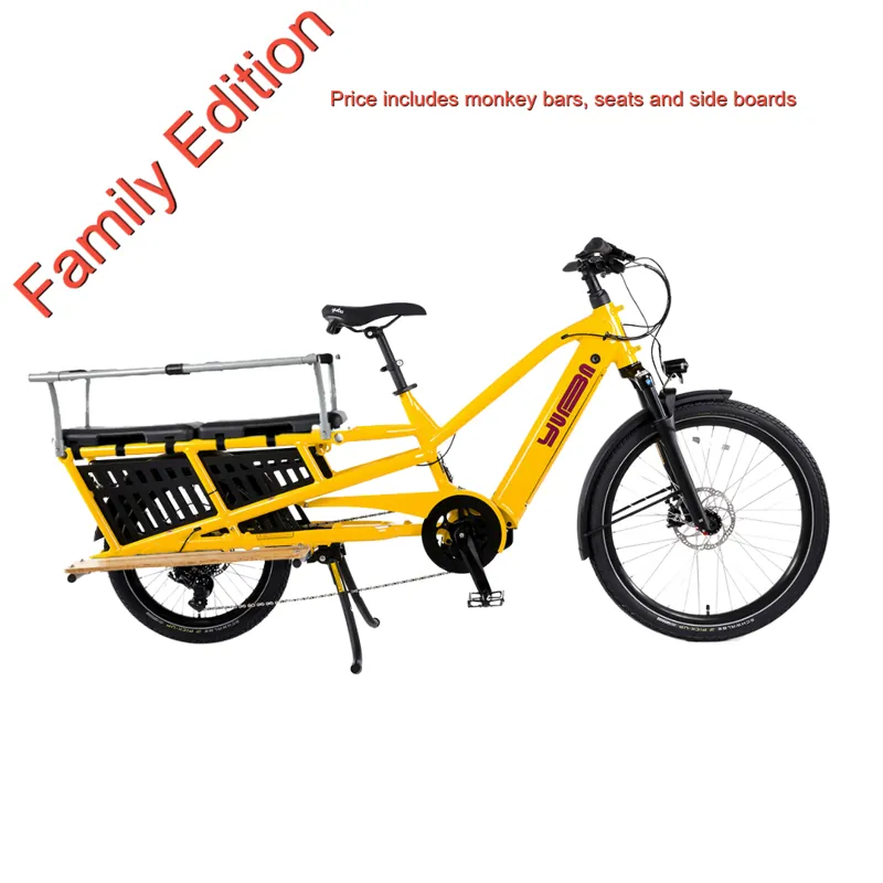 Yuba Spicy Curry Longtail Electric Cargo Bike Hello Yellow Family Edition -1
