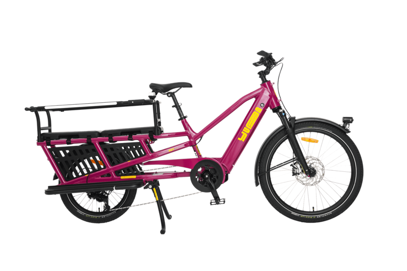 Yuba Spicy Curry Longtail Electric Cargo Bike Very Berry Family Edition 