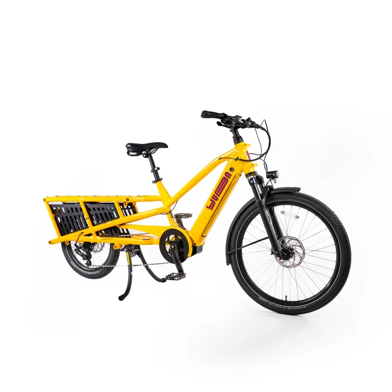 Yuba Spicy Curry Longtail Electric Cargo Bike Hello Yellow-1
