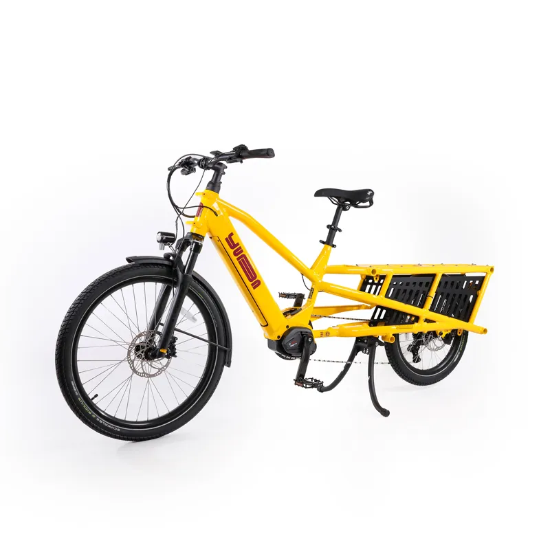 Yuba Spicy Curry Longtail Electric Cargo Bike Hello Yellow-2