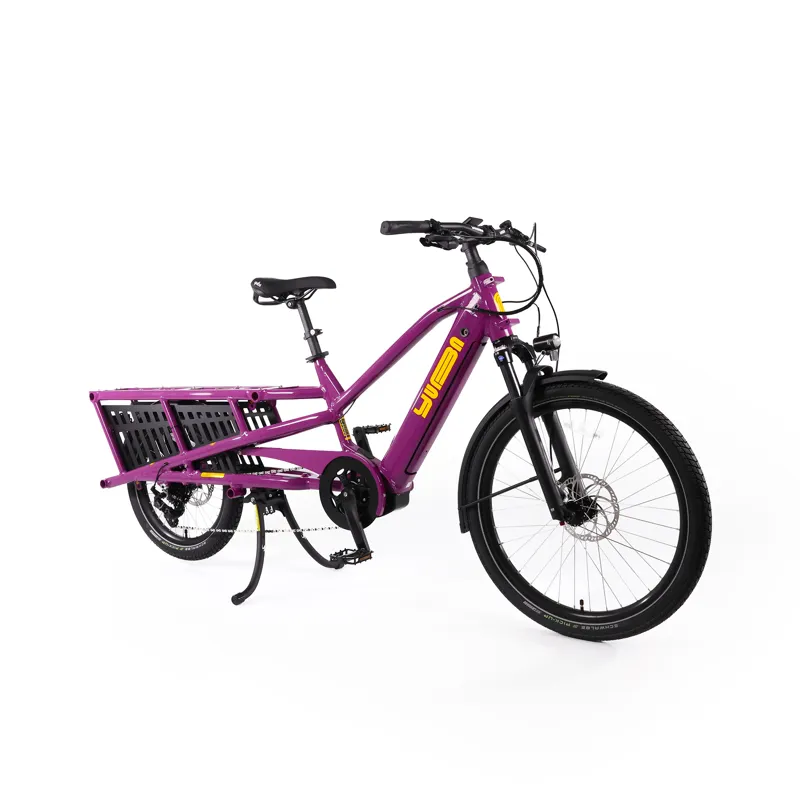 Yuba Spicy Curry Longtail Electric Cargo Bike Very Berry-1