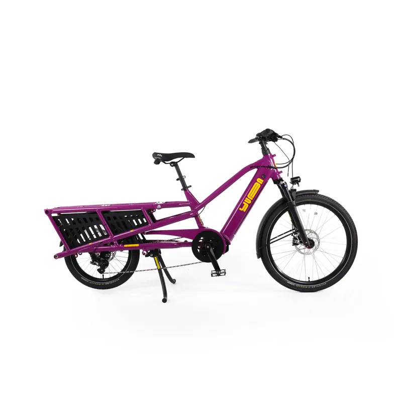 Yuba Spicy Curry Longtail Electric Cargo Bike Very Berry